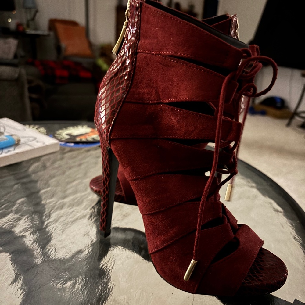 Bebe Burgundy Stilettos size 6 worn once